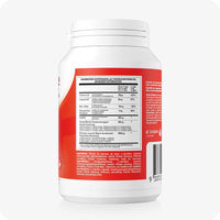 For Conceive Plus Fertility Pack Ovulation & Motility Support (FR), back view of Men Motility Support bottle featuring detailed supplement facts and full ingredient list in French, Dutch, and German; red label displays vitamin and mineral values, herbal blend dosage, and barcode, suitable for informed male fertility support.