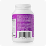Conceive Plus Women's Fertility Support (FR) back label view featuring full ingredient list, nutritional information table, manufacturing details, and a barcode printed on a purple background—designed for transparency and regulatory compliance, with text presented in French and Dutch.