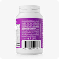 Conceive Plus Women's Fertility Support (FR) back label view featuring full ingredient list, nutritional information table, manufacturing details, and a barcode printed on a purple background—designed for transparency and regulatory compliance, with text presented in French and Dutch.